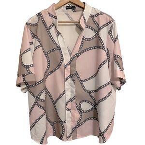 Shein Women’s Plus Size 3XL Chain Print V-Neck Blouse